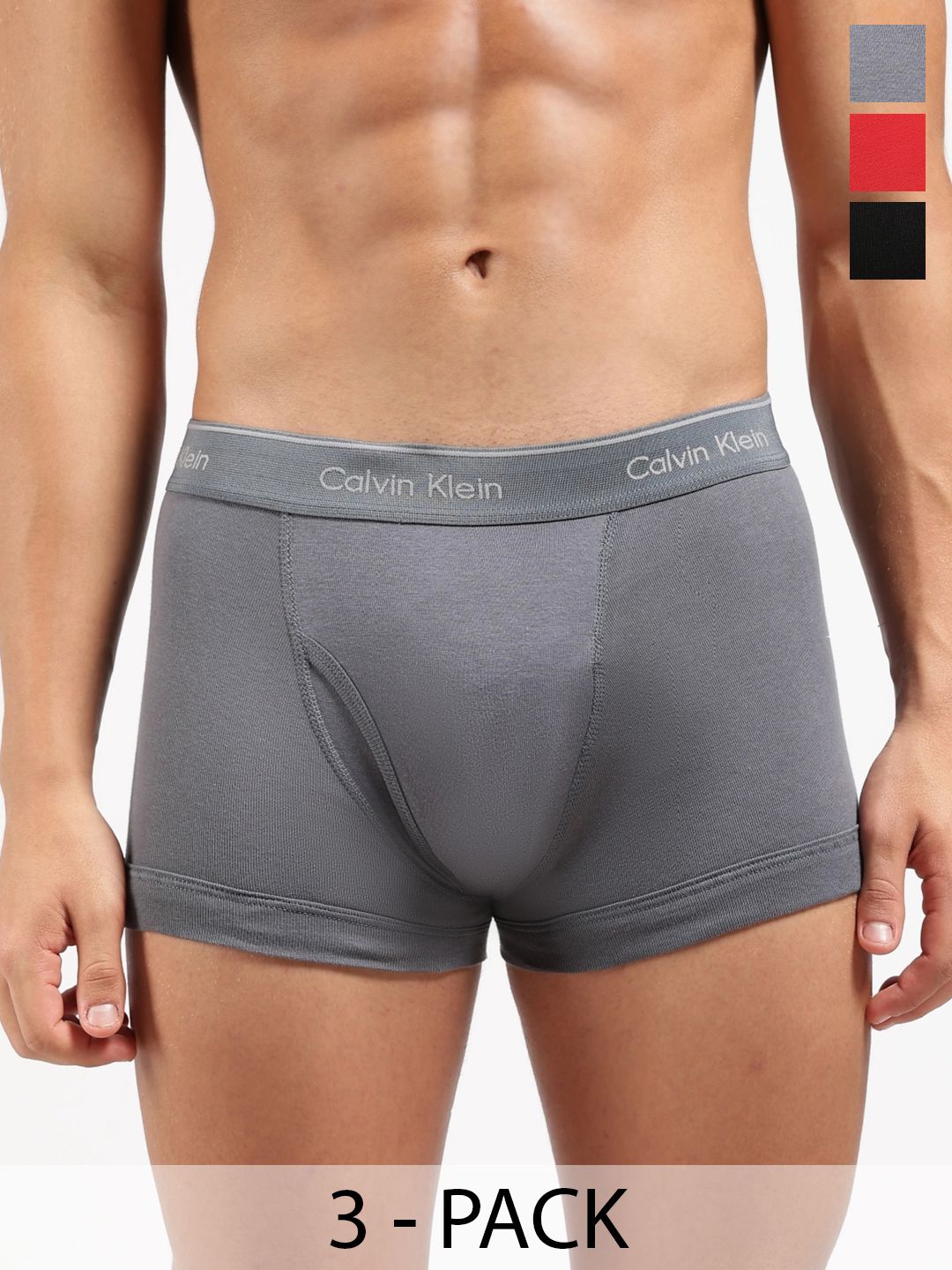 Calvin Klein Underwear Calvin Klein Underwear Pack of 3 Cotton Assorted Solid Trunks
