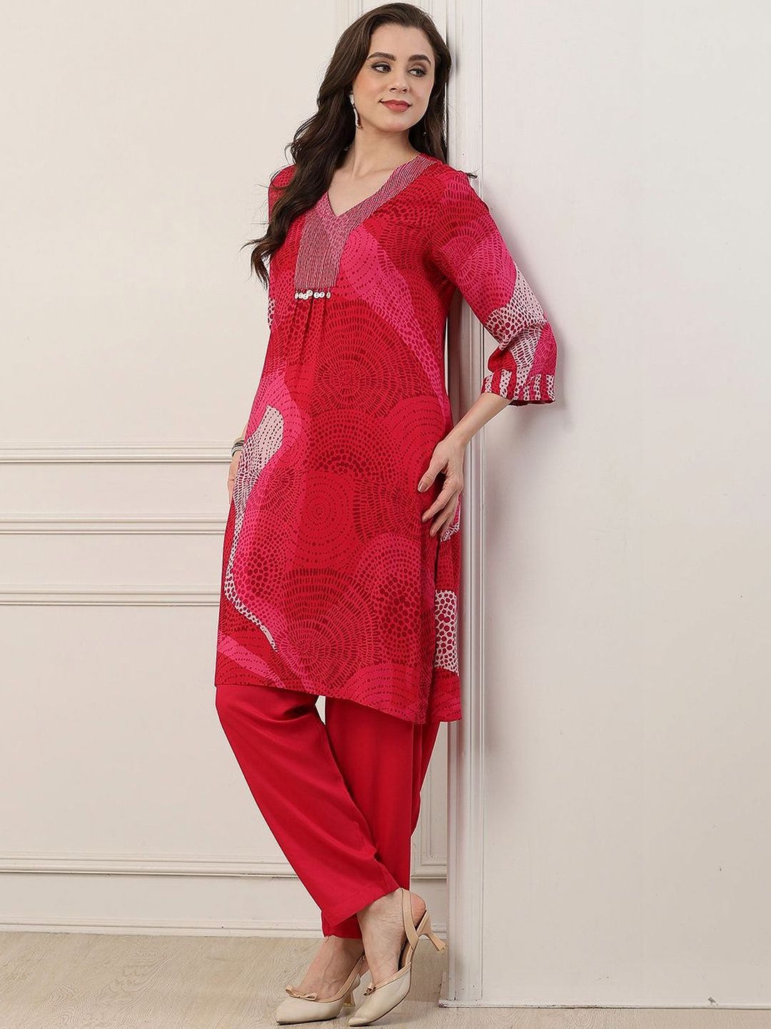 Biba Biba Women Viscose Rayon Straight Kurta Set