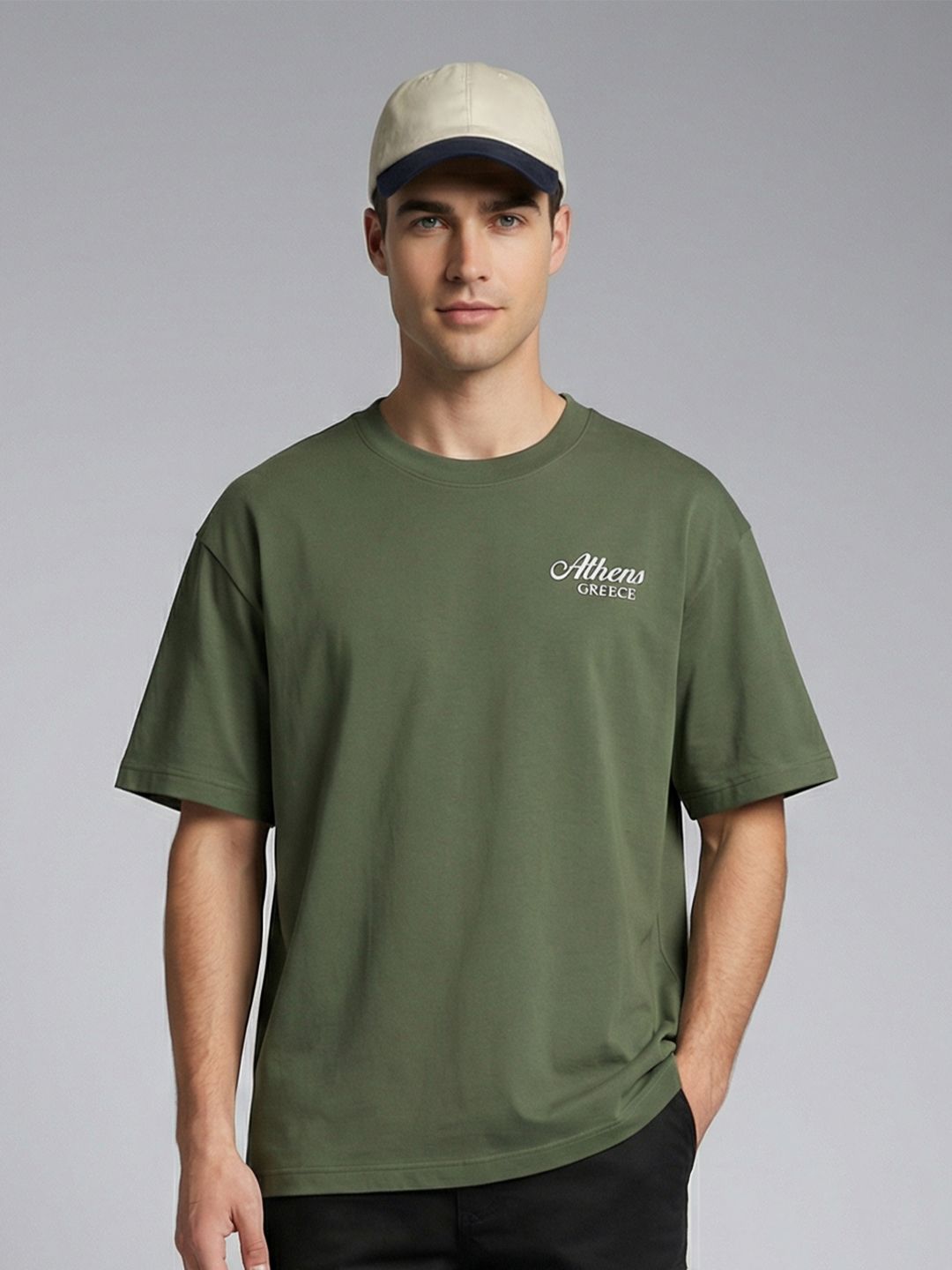 NOBERO Men Printed Drop-Shoulder Sleeves Pure Cotton T-shirt
