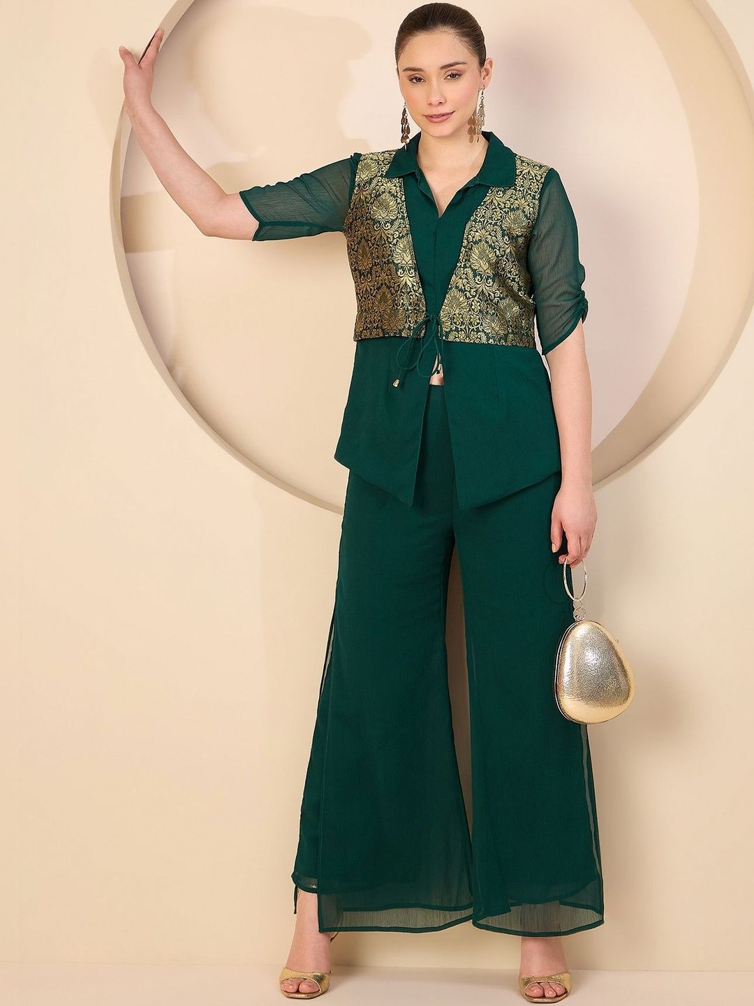 Women Shirt Collar Co-Ords Antheaa Women Shirt Collar Shirt With Palazzos