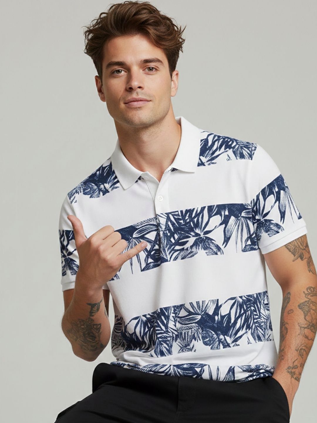 SZN Men Printed Polo Collar T-shirt