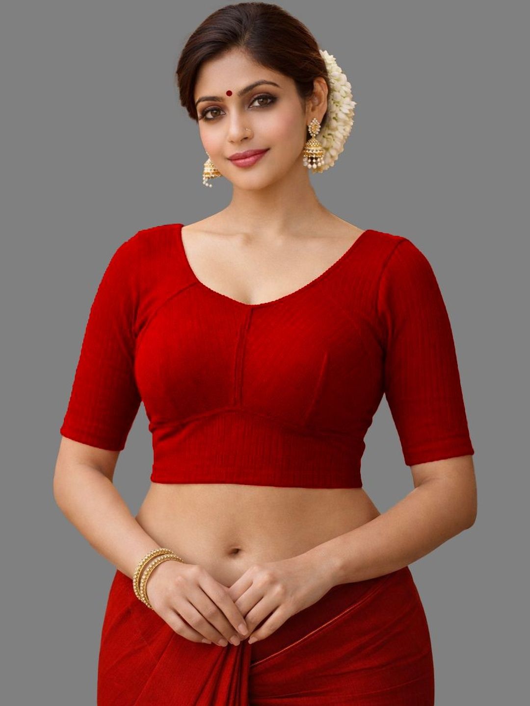 PU FASHION Solid Saree Blouse