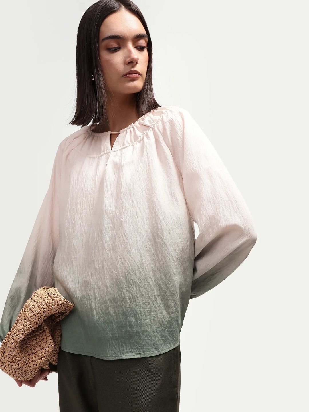 Tie and Dye Batwing Sleeve Kaftan Top RAREISM Tie and Dye Batwing Sleeve Kaftan Top