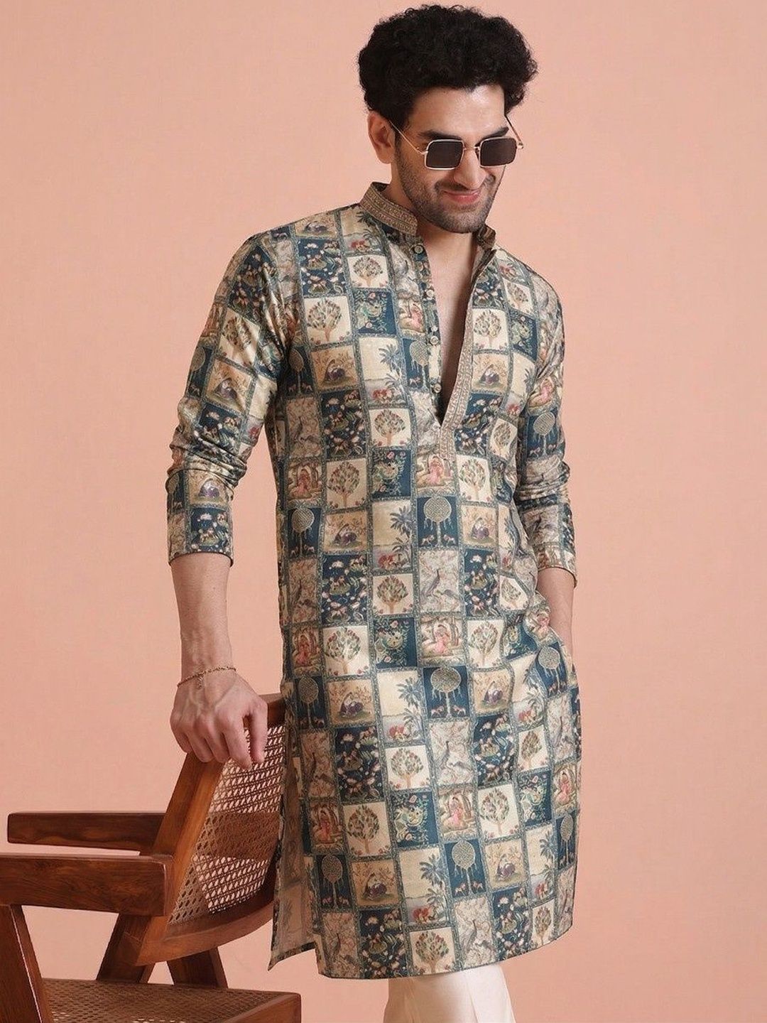 LADY BERRY Men Floral Printed Indie Prints Kurta