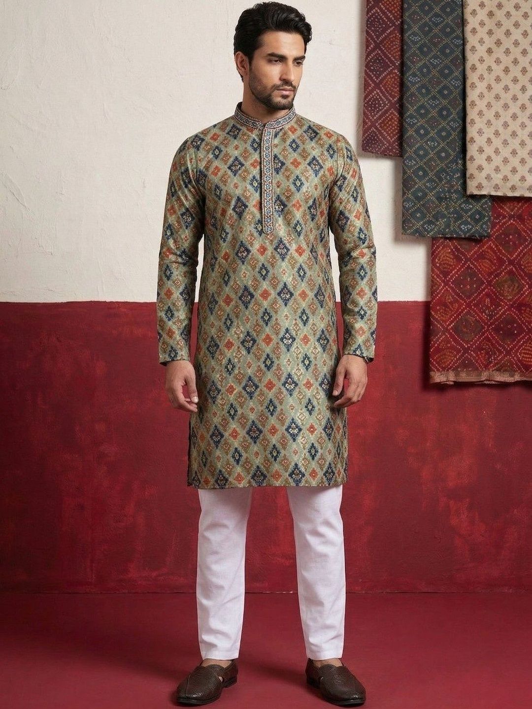 LADY BERRY Men Floral Printed Indie Prints Kurta