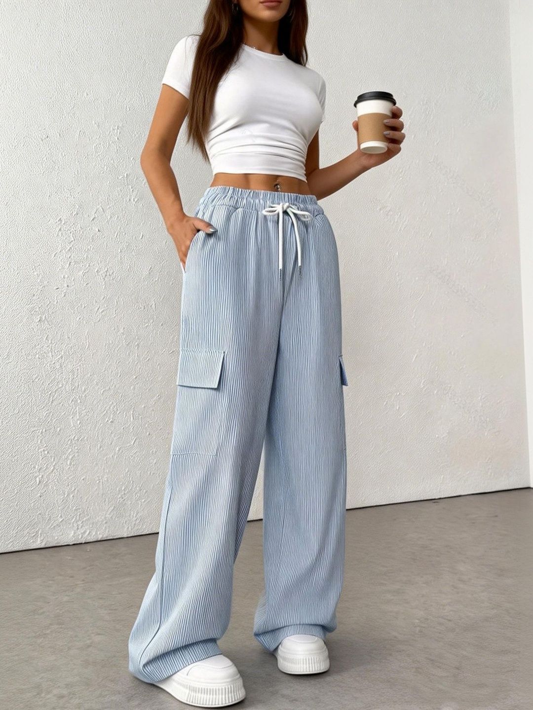 Suo Suo Women Loose Fit Easy Wash Trousers