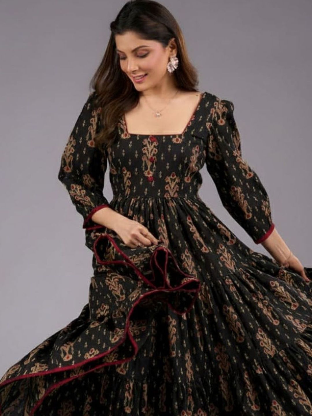 Charnest Charnest Floral Printed Anarkali Dress