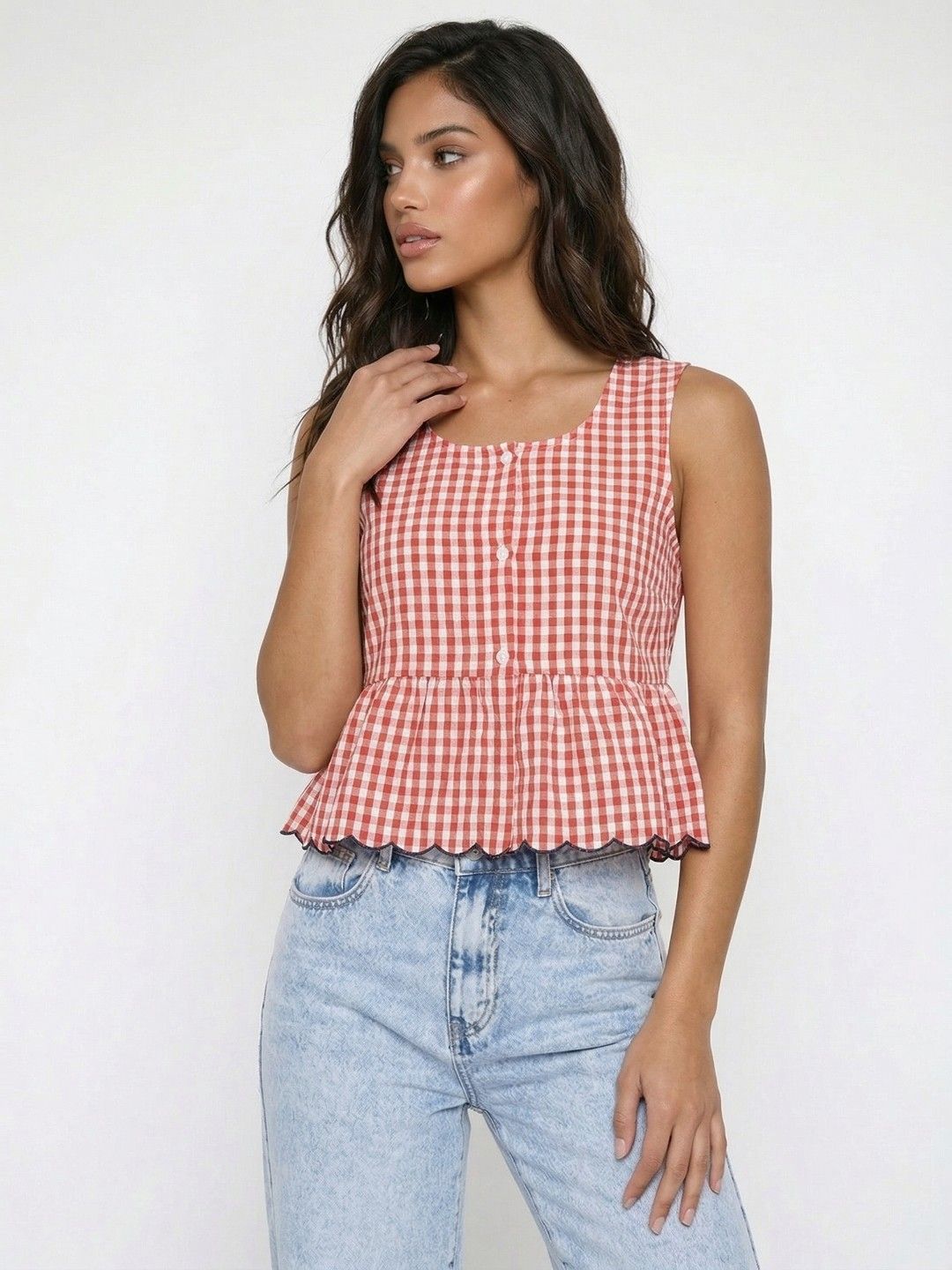 glitchez glitchez Checked Crop Top