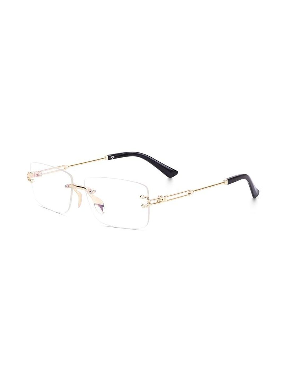 Creature Unisex Clear Lens & Gold-Toned Rectangle Sunglasses with