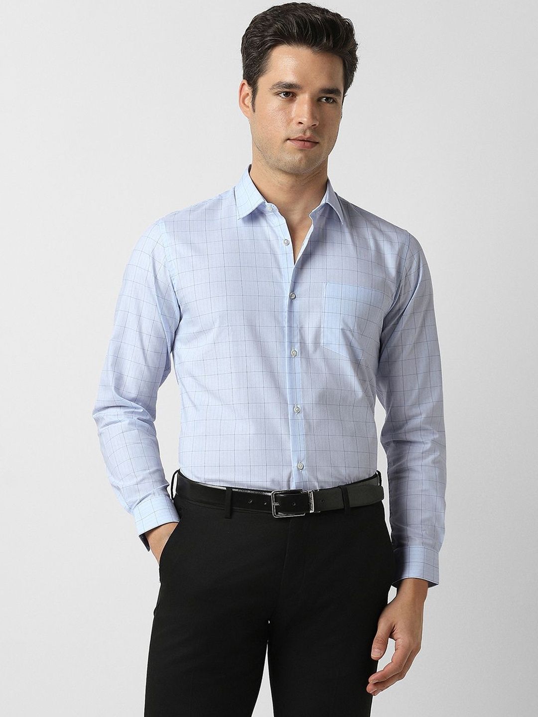 Peter England Peter England Men Light Blue Slim Fit Full Sleeves Formal Shirts