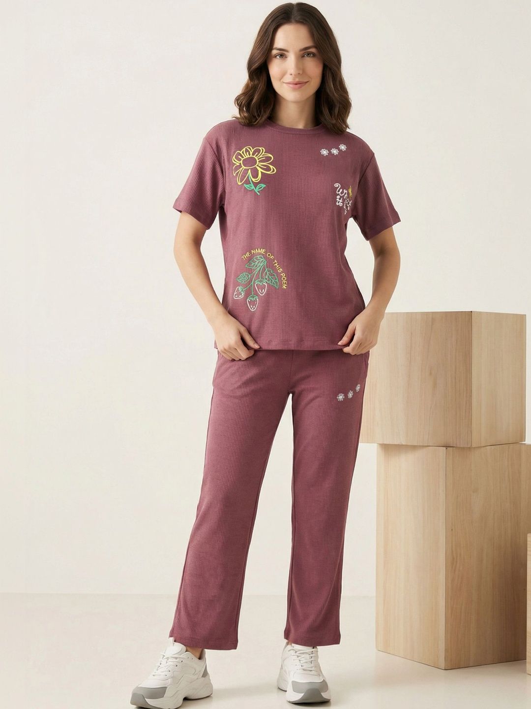 ETC X beebelle Printed Round Neck T-shirt with Trousers