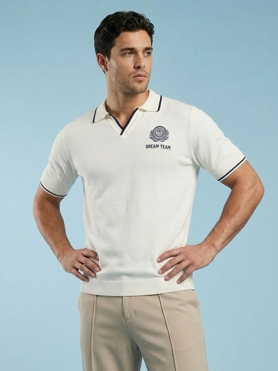SPORT STREET by glitchez Flat Knit Polo Collar T-shirt