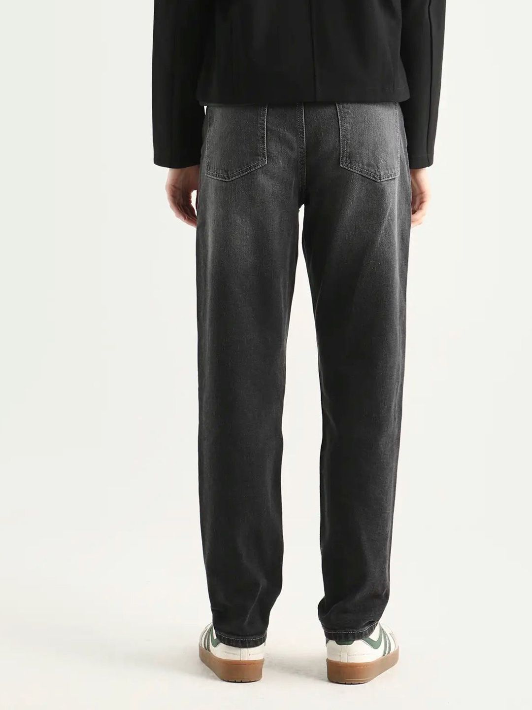 Grey Plain Mom Fit Fit Mid Rise Jeans
