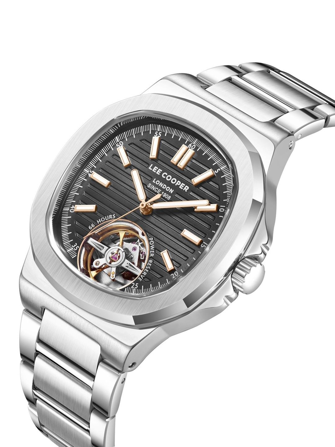 Lee Cooper Lee Cooper Men Brass Dial & Stainless Steel Bracelet Style Straps Analogue Motion Powered Watch LC08227.350