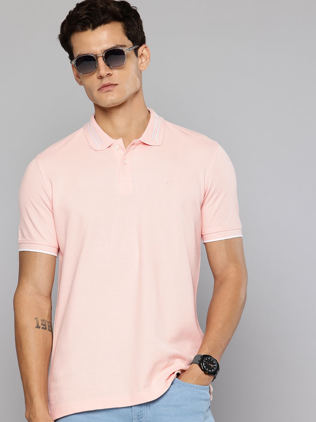 Indian Terrain Polo Collar Pure Cotton T-shirt