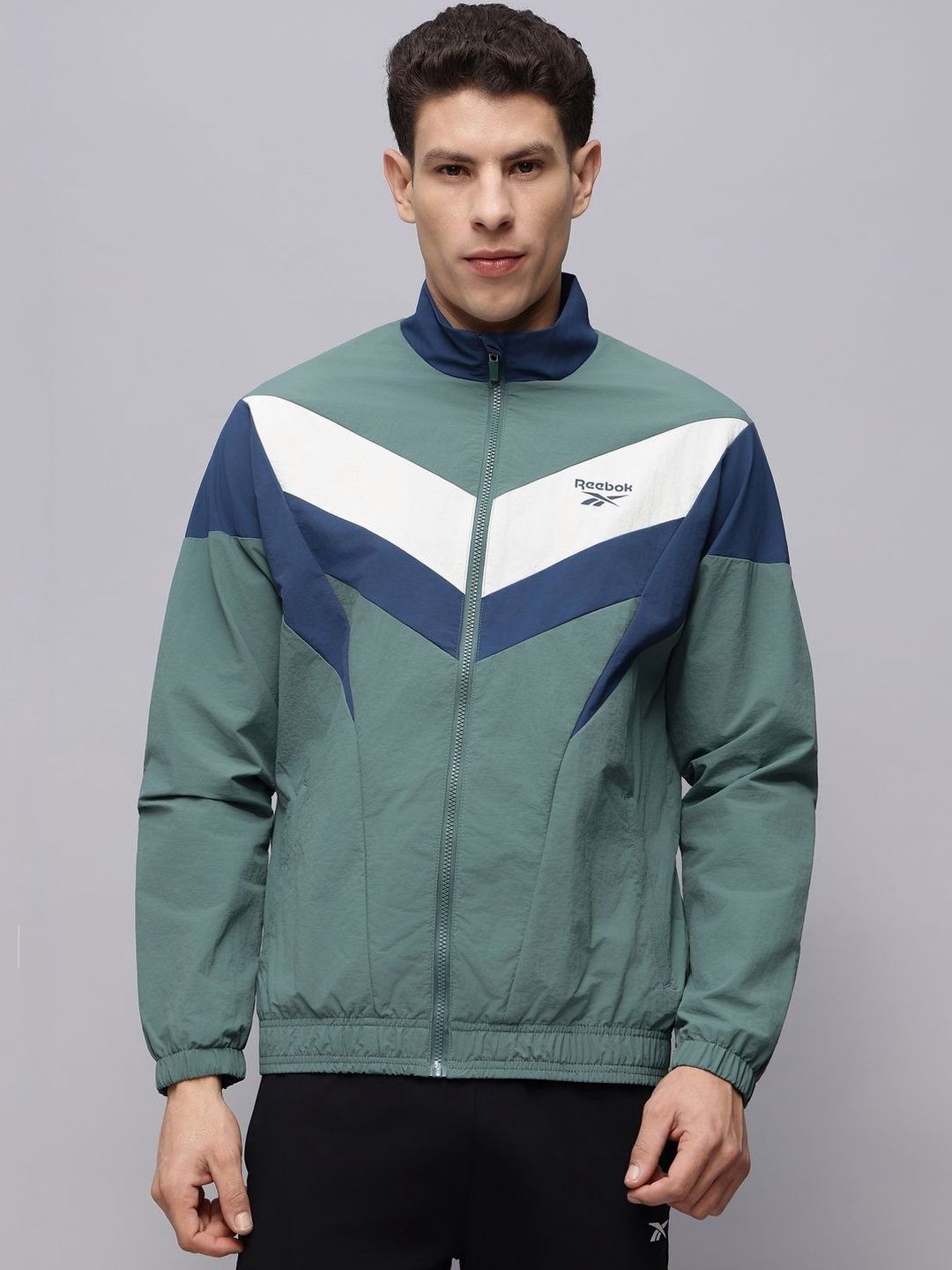 Reebok Colourblocked Mock Collar Sports Jacket
