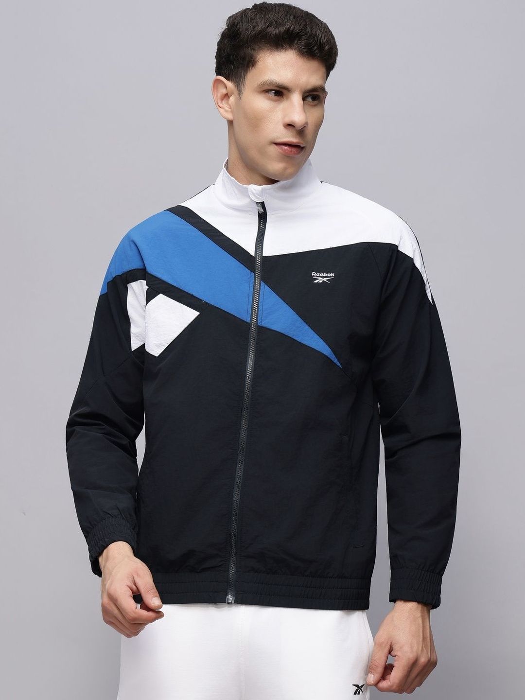 Reebok Colourblocked Mock Collar Sports Jacket