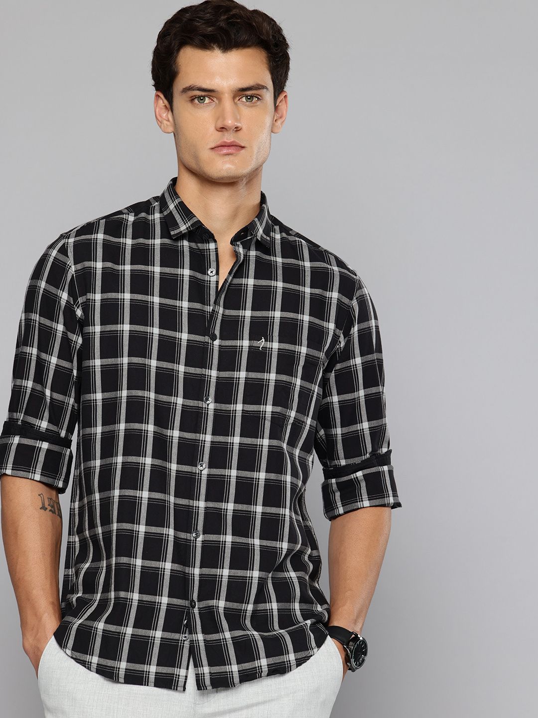 Indian Terrain Indian Terrain Checked Pure Cotton Casual Shirt