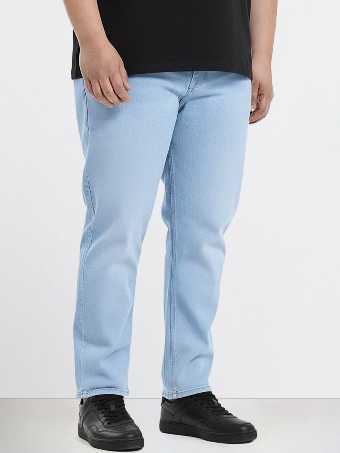 The Indian Garage Co Men Straight Fit Mid-Rise Light Fade Stretchable Jeans