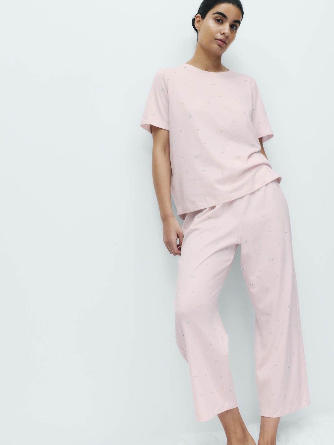 Marks & Spencer Marks & Spencer Women Cotton Rich Printed Cropped Pyjama Set