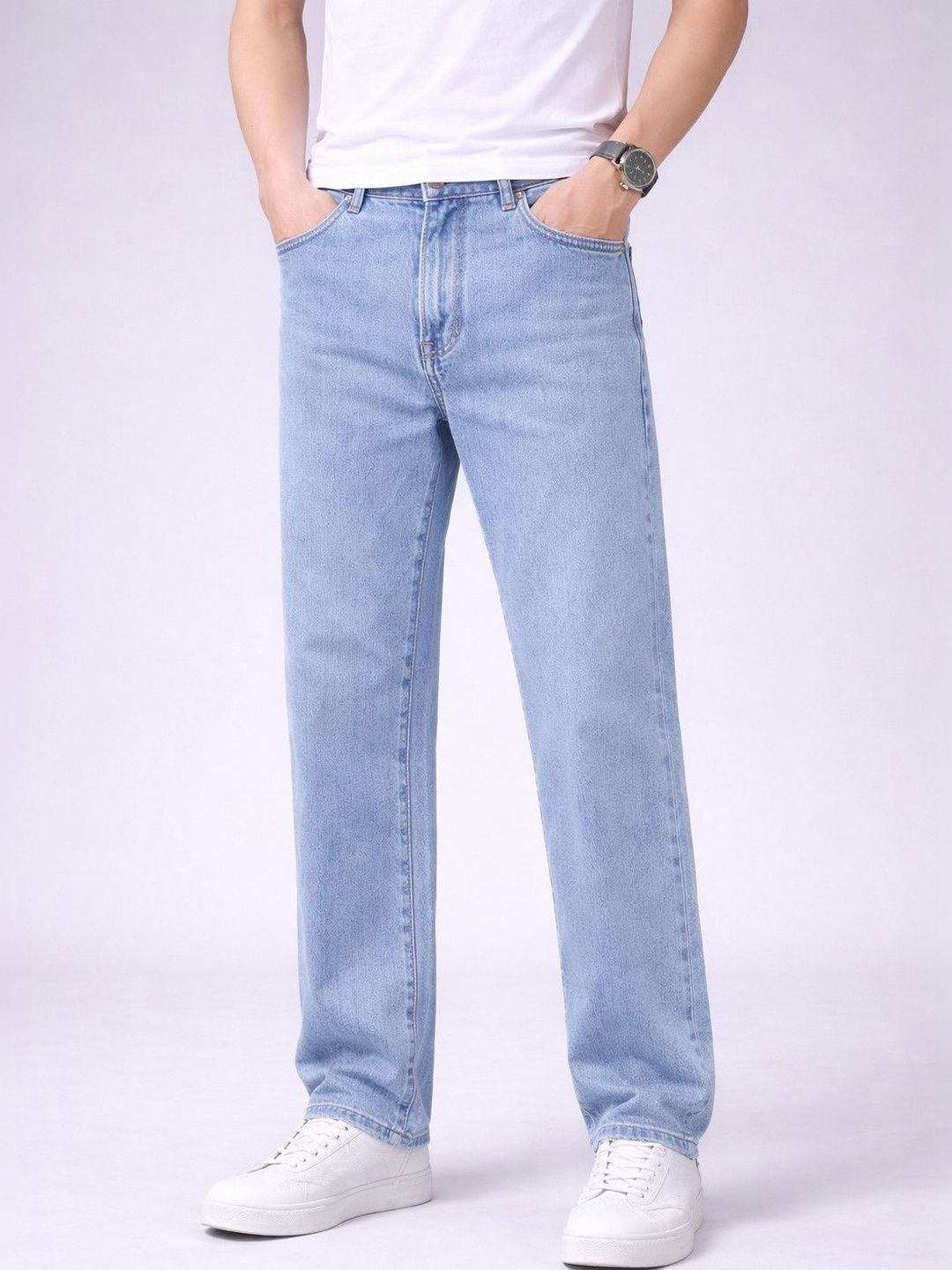 M&H Easy Men Wide Leg Mid-Rise Light Fade Jeans