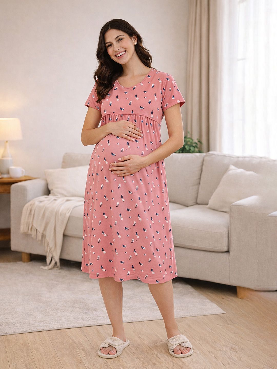MomToBe Printed Nightdress