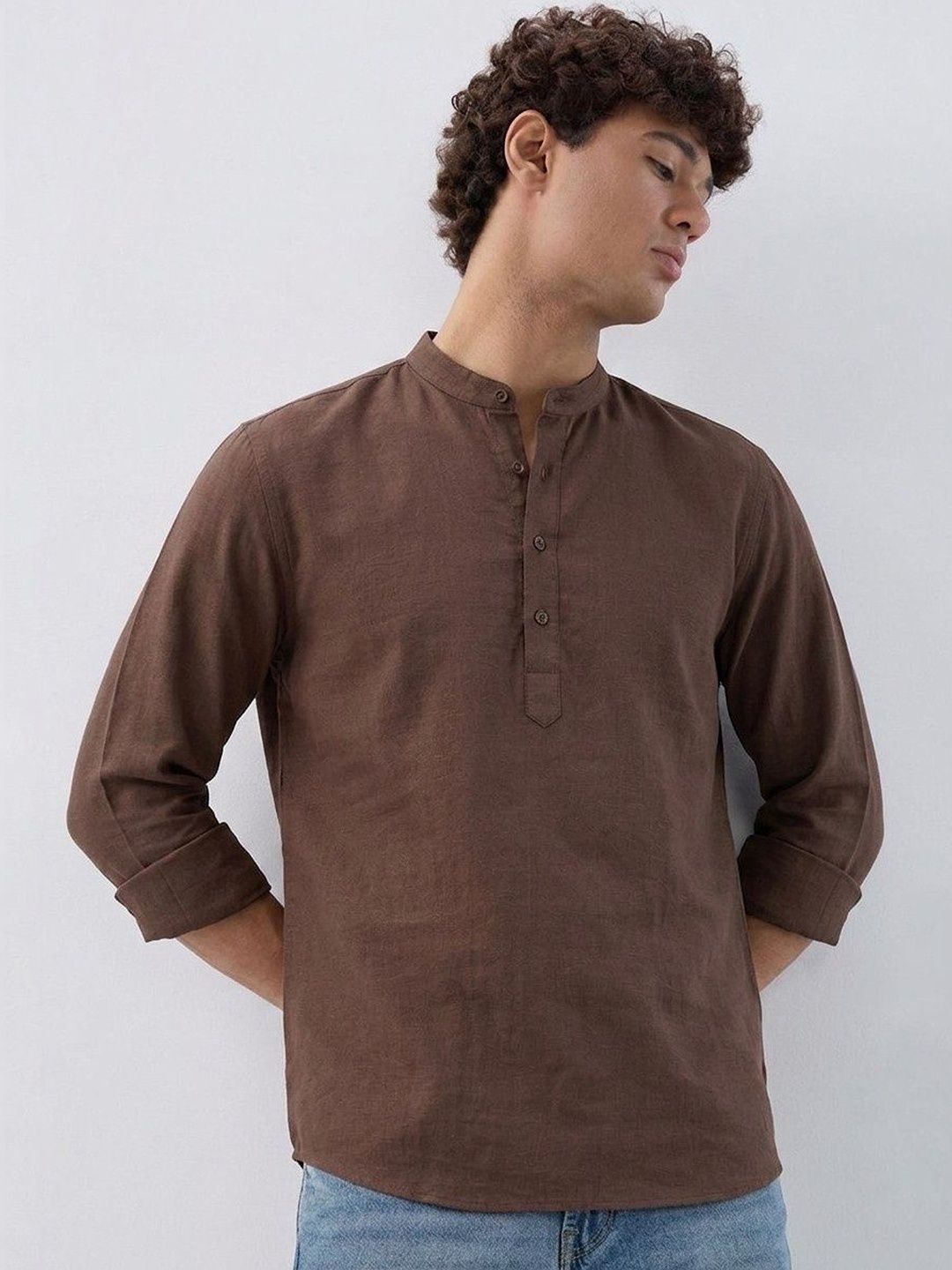 VELKYNOX Men Patchwork Summer Sheers Kurta
