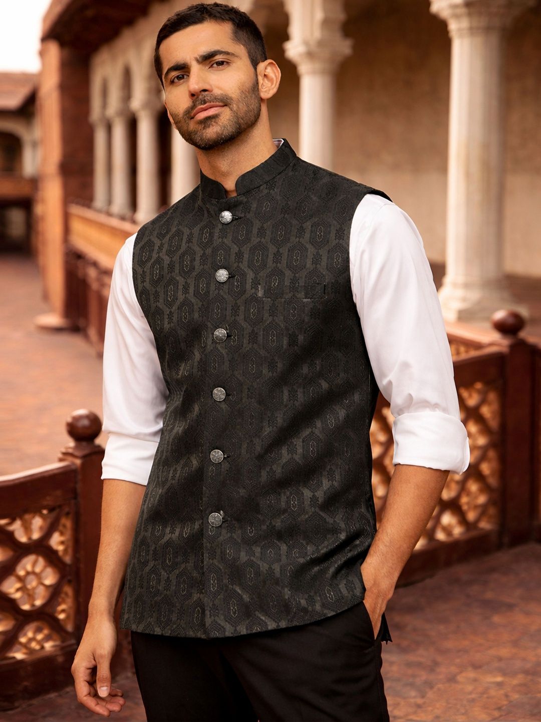 VASTRAMAY Mandarin Collared Nehru Jackets