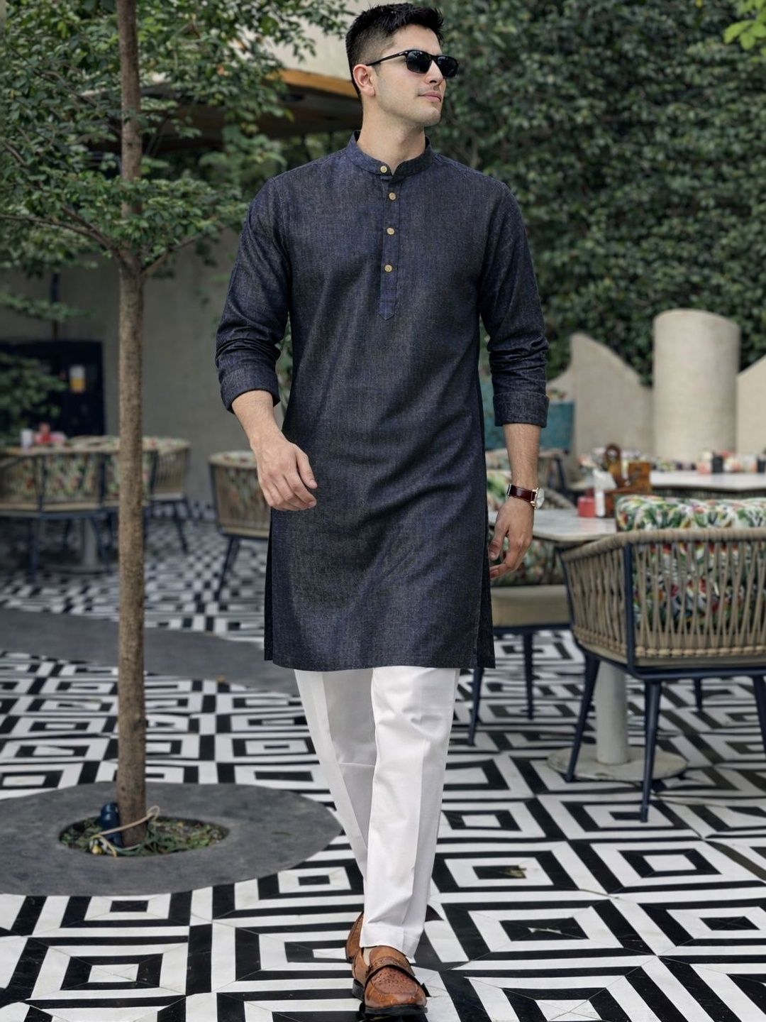 Anouk Men Cotton Linen Long Kurta