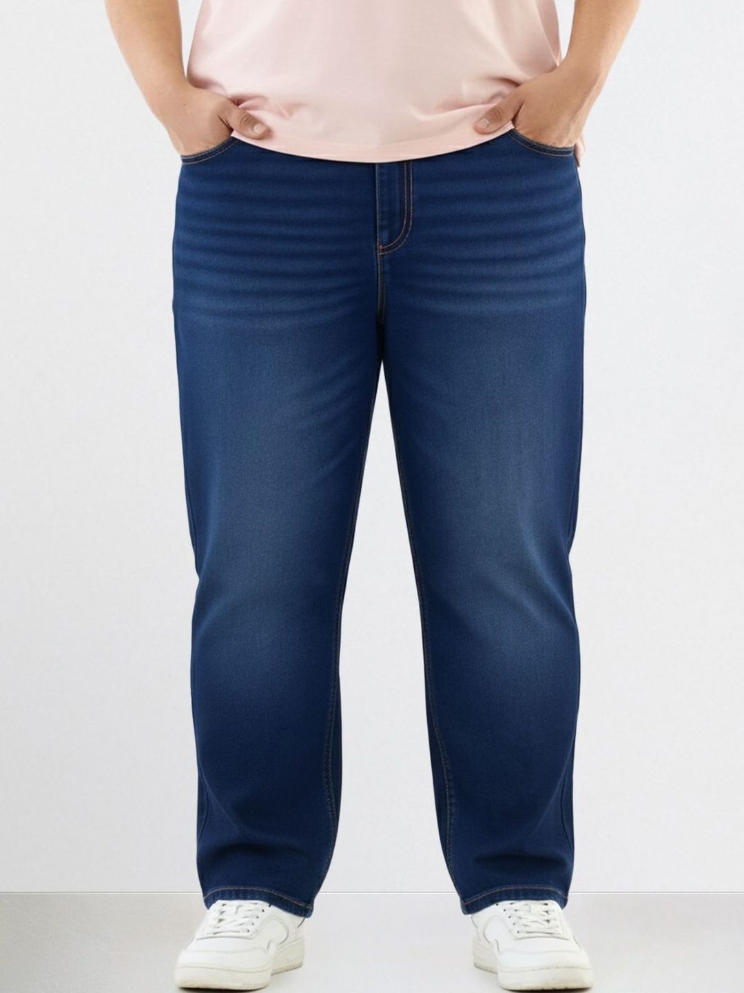 The Indian Garage Co Men Slim Fit Mid-Rise Light Fade Stretchable Jeans
