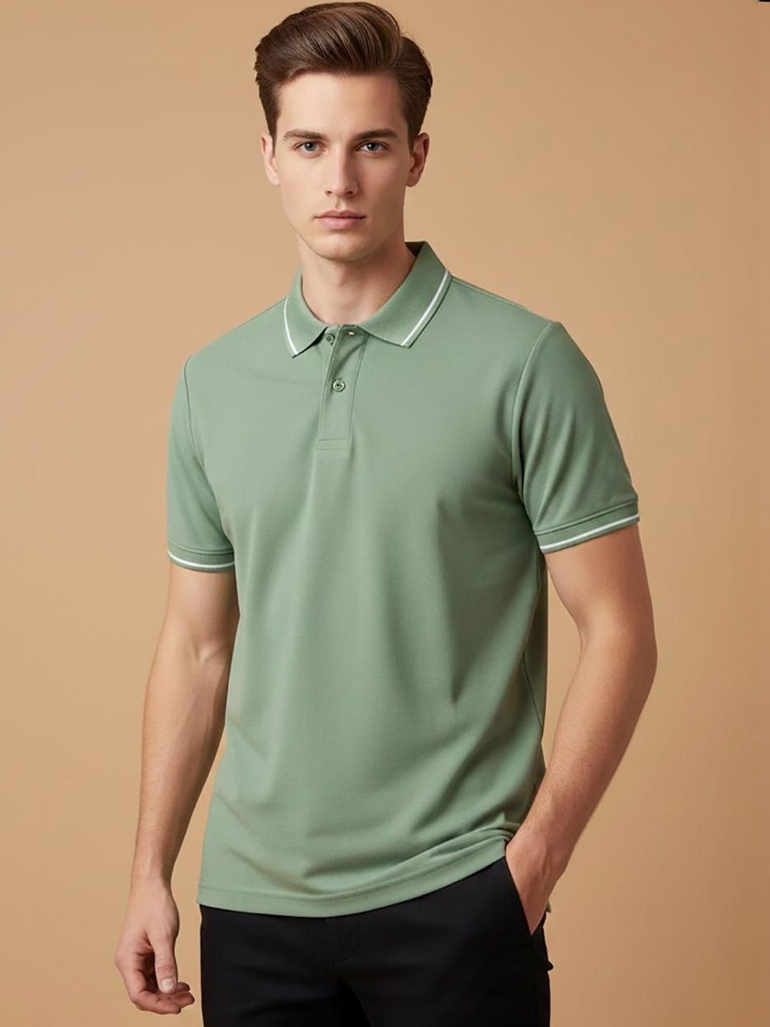 Purple Glisten Men Polo Collar Cotton T-shirt