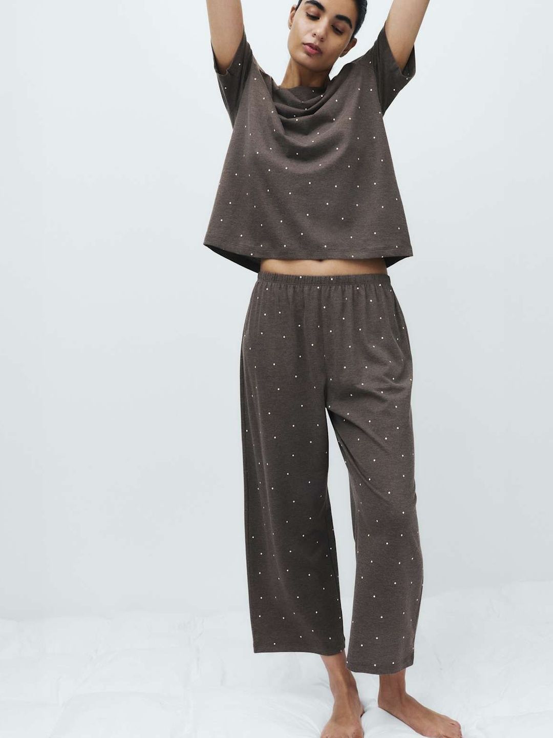 Marks & Spencer Marks & Spencer Women Cotton Rich Printed Cropped Pyjama Set