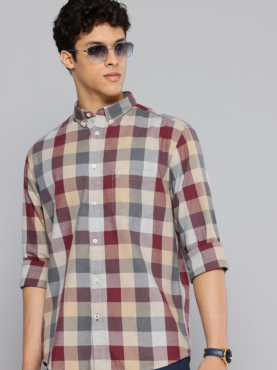 Indian Terrain Indian Terrain Classic Checked Pure Cotton Casual Shirt