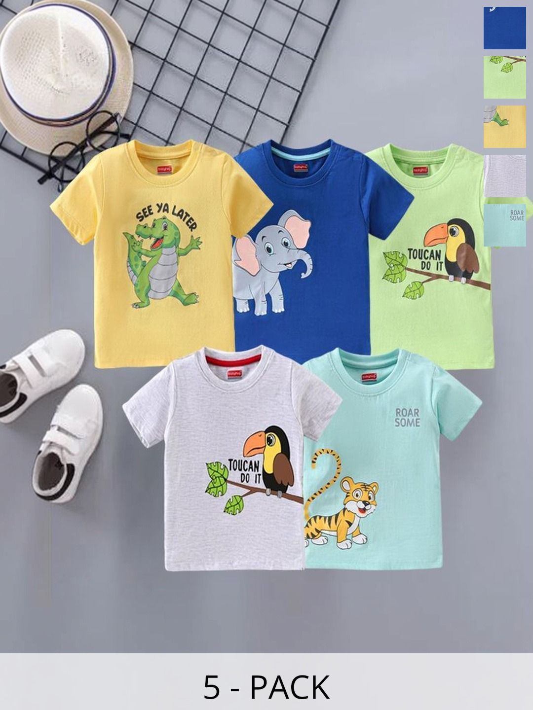 Shakubhar Unisex Kids Blue Cotton Tshirts