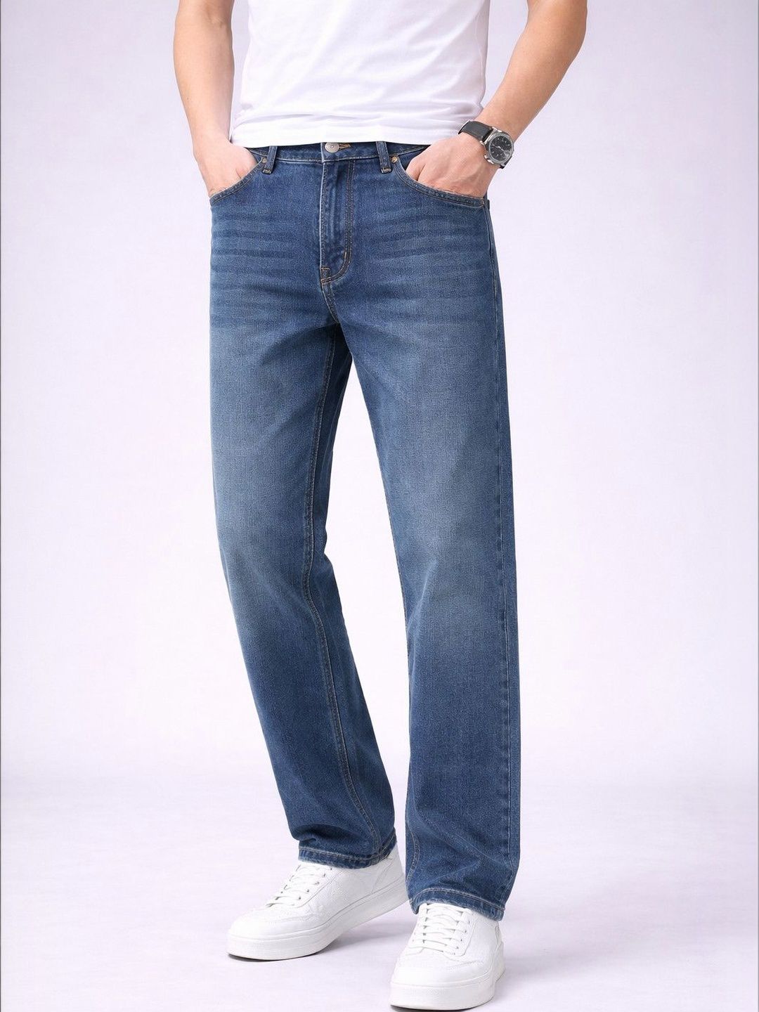 M&H Easy Men Regular Fit Mid-Rise Light Fade Jeans