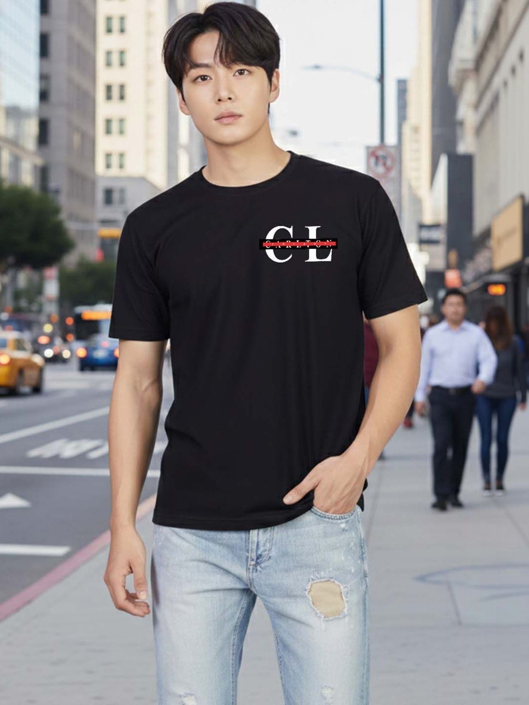 Greylongg Men Round Neck Typography T-shirt