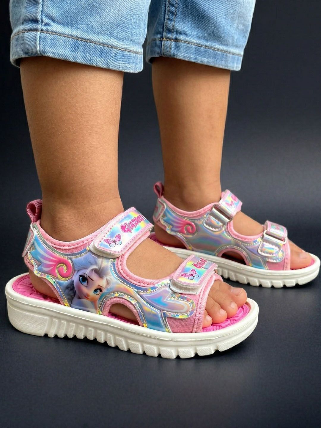 Green Comfort Girls Leather Comfort Sandals