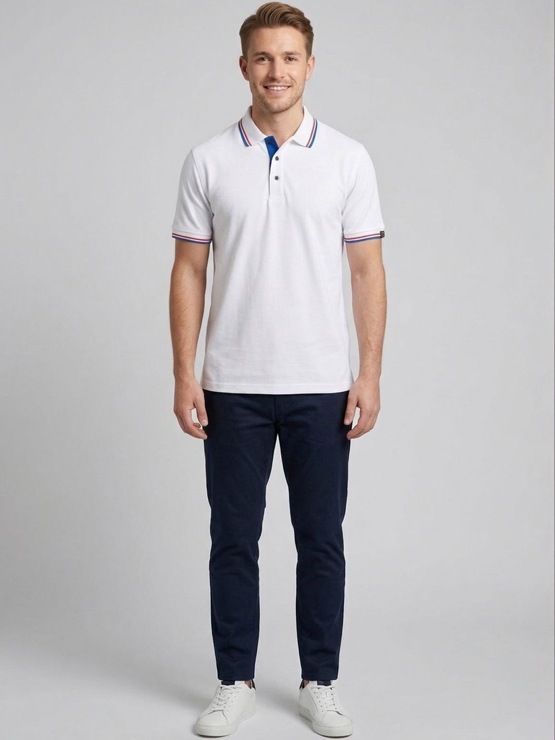 Greylongg Men Polo Collar Short Sleeves T-shirt