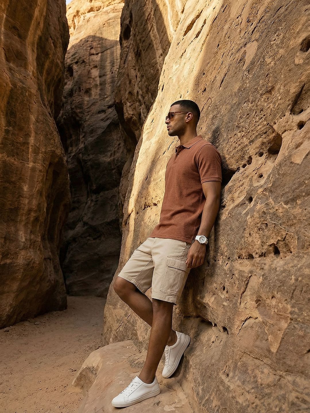 The Roadster Life Co. Knitted Textured Polo Collar T-shirt
