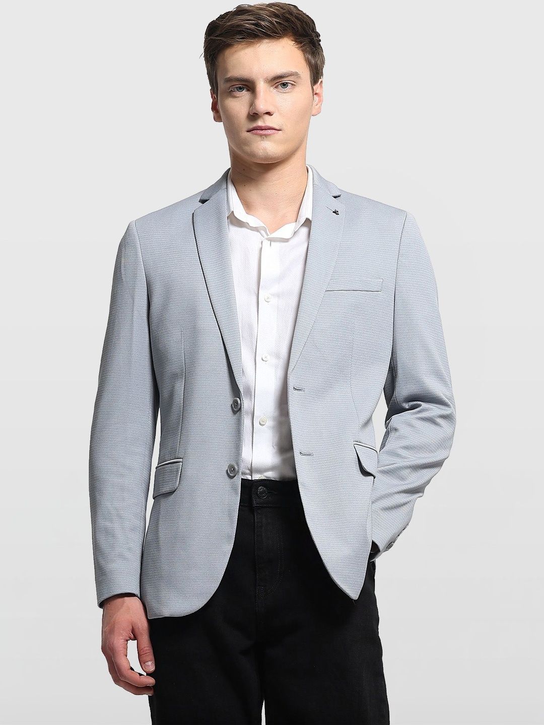 Arrow Self Design Notched Lapel Single-Breasted Slim Fit Formal Blazers