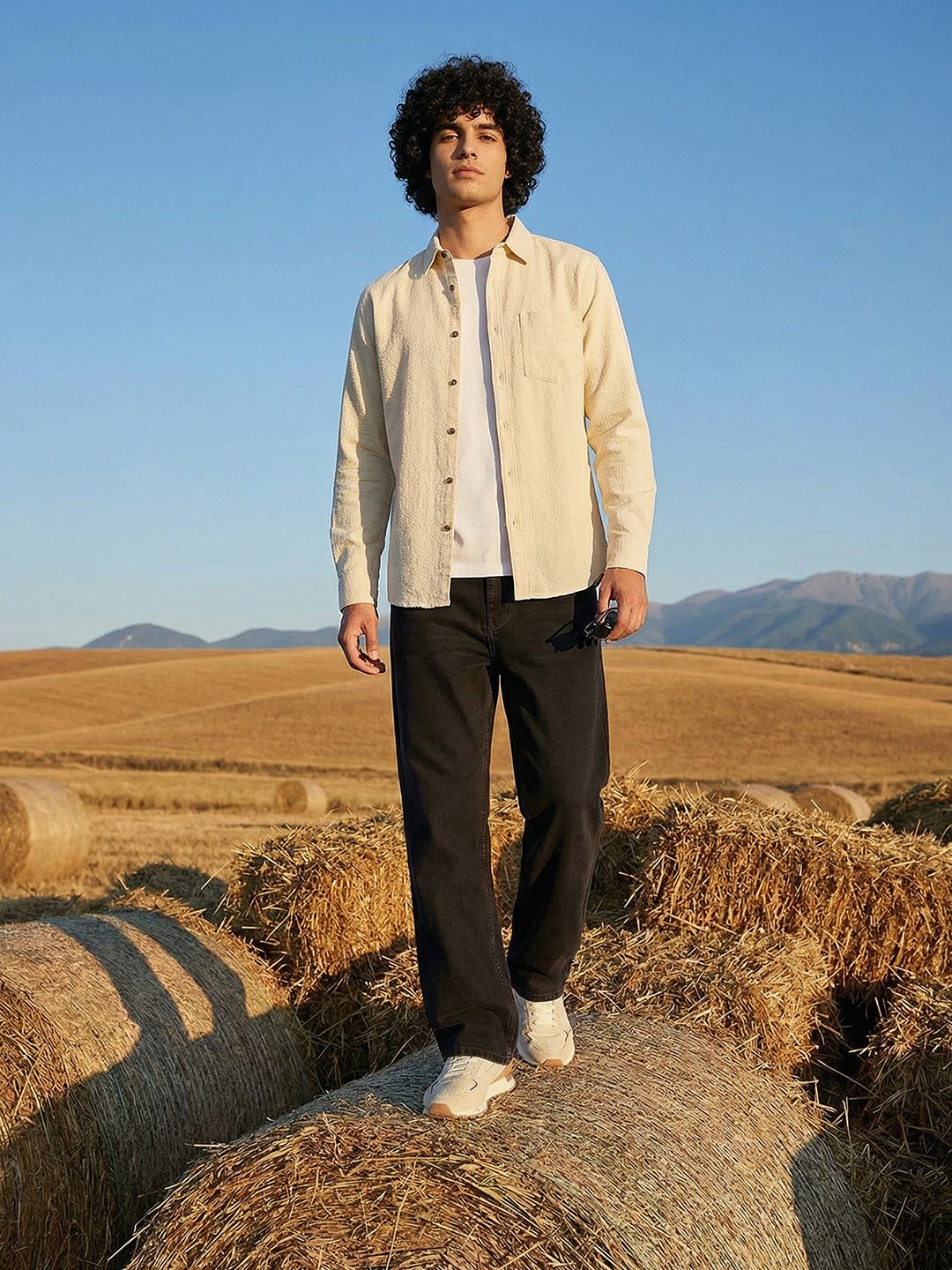 The Roadster Life Co. Self Design Textured Pure Cotton Casual Shirt