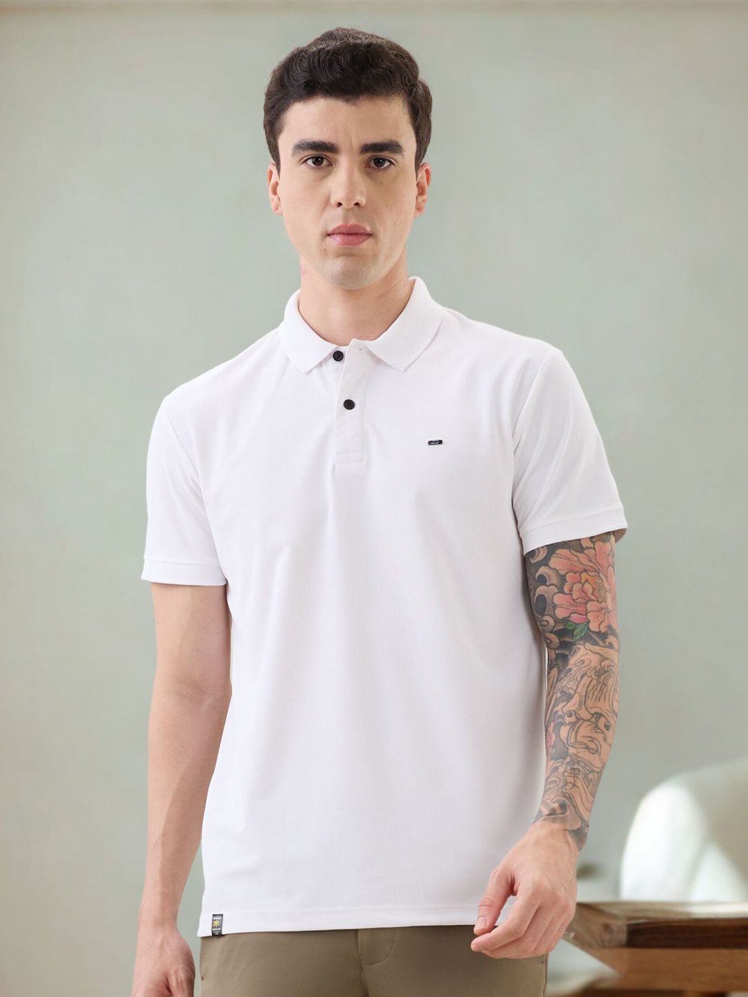 nostrum Men Polo Collar Dri-FIT Slim Fit T-shirt