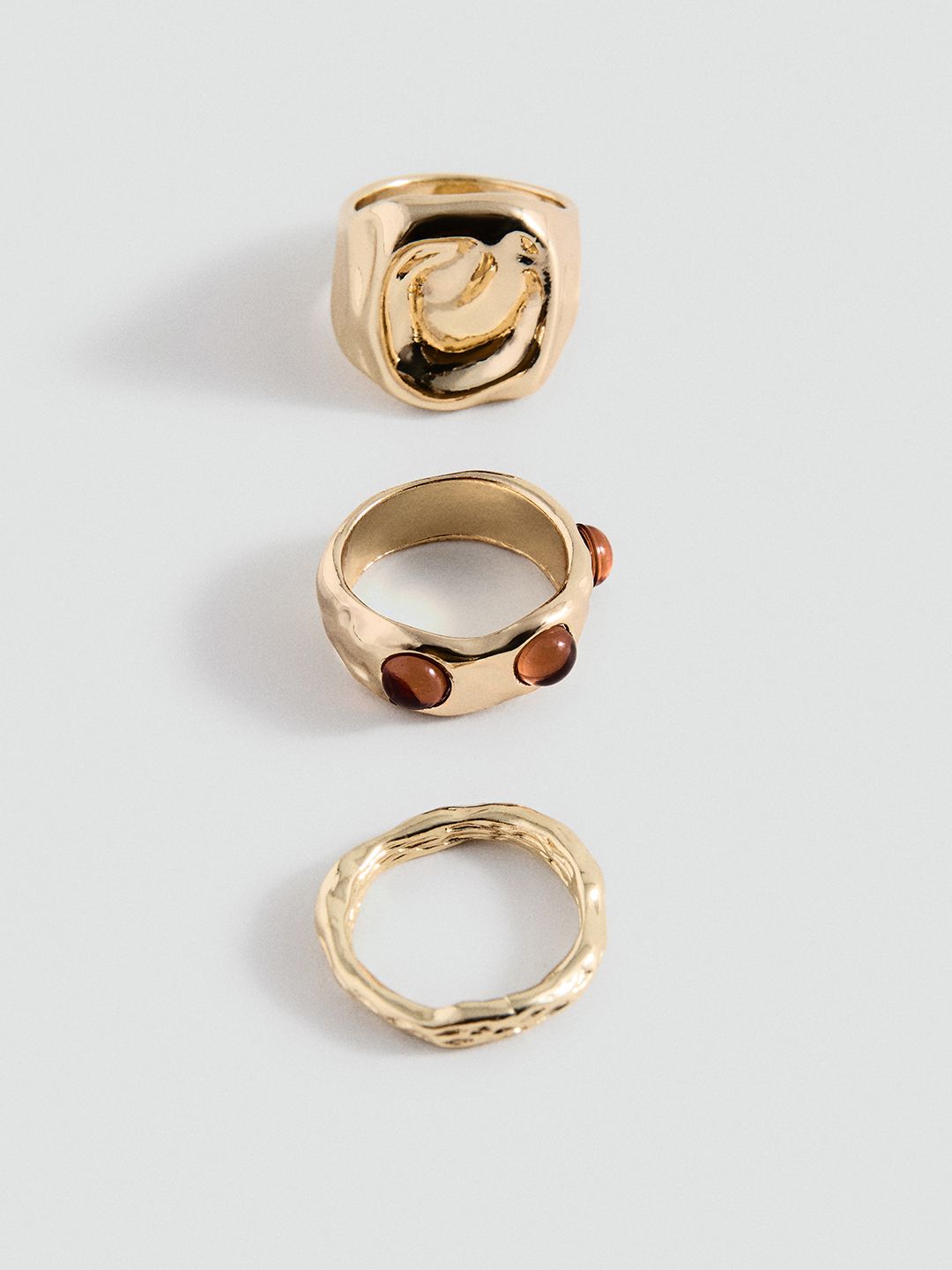 MANGO Women Set of 3 Gold-Plated Finger Ring