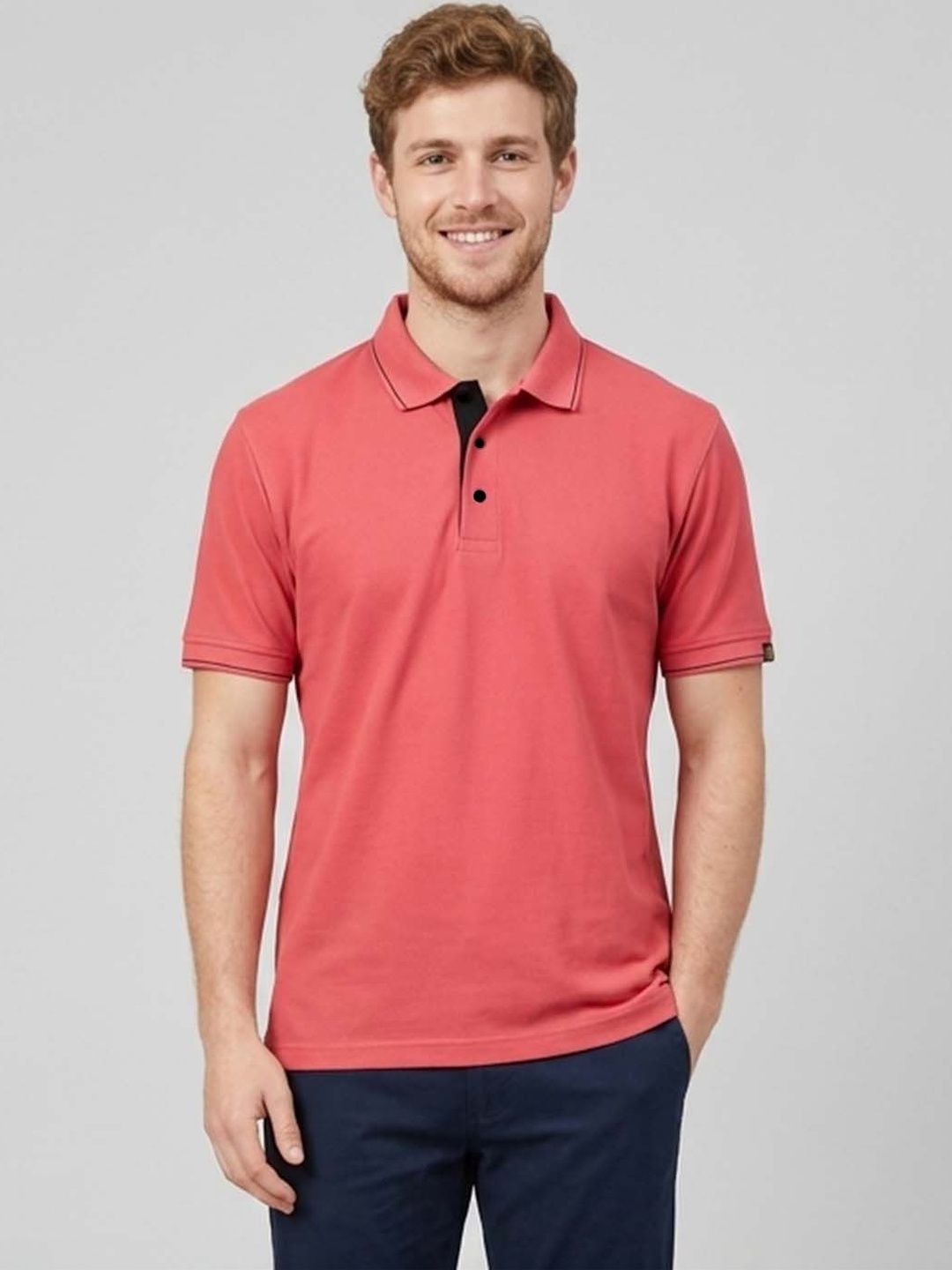 Greylongg Men Polo Collar Short Sleeves T-shirt