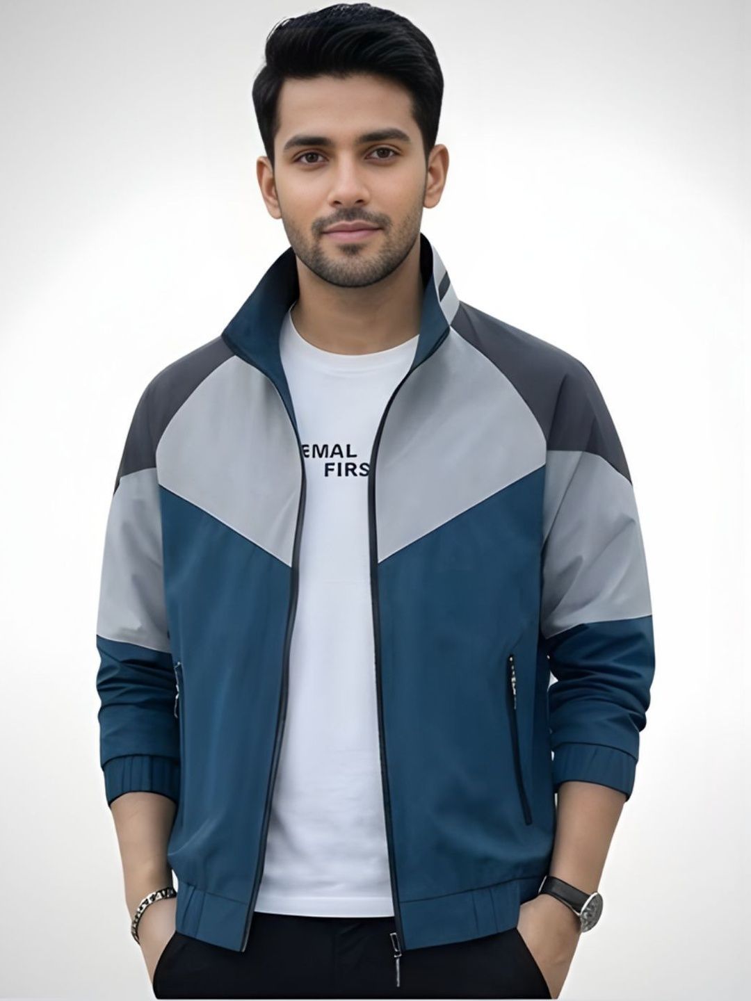 MIA FASHION Men Colourblocked Windcheater Running Sporty Jacket