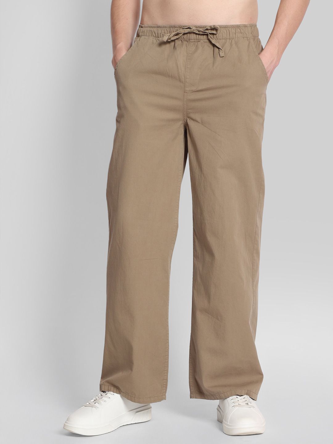 Bene Kleed Men Brown Wide Leg Chino Trousers