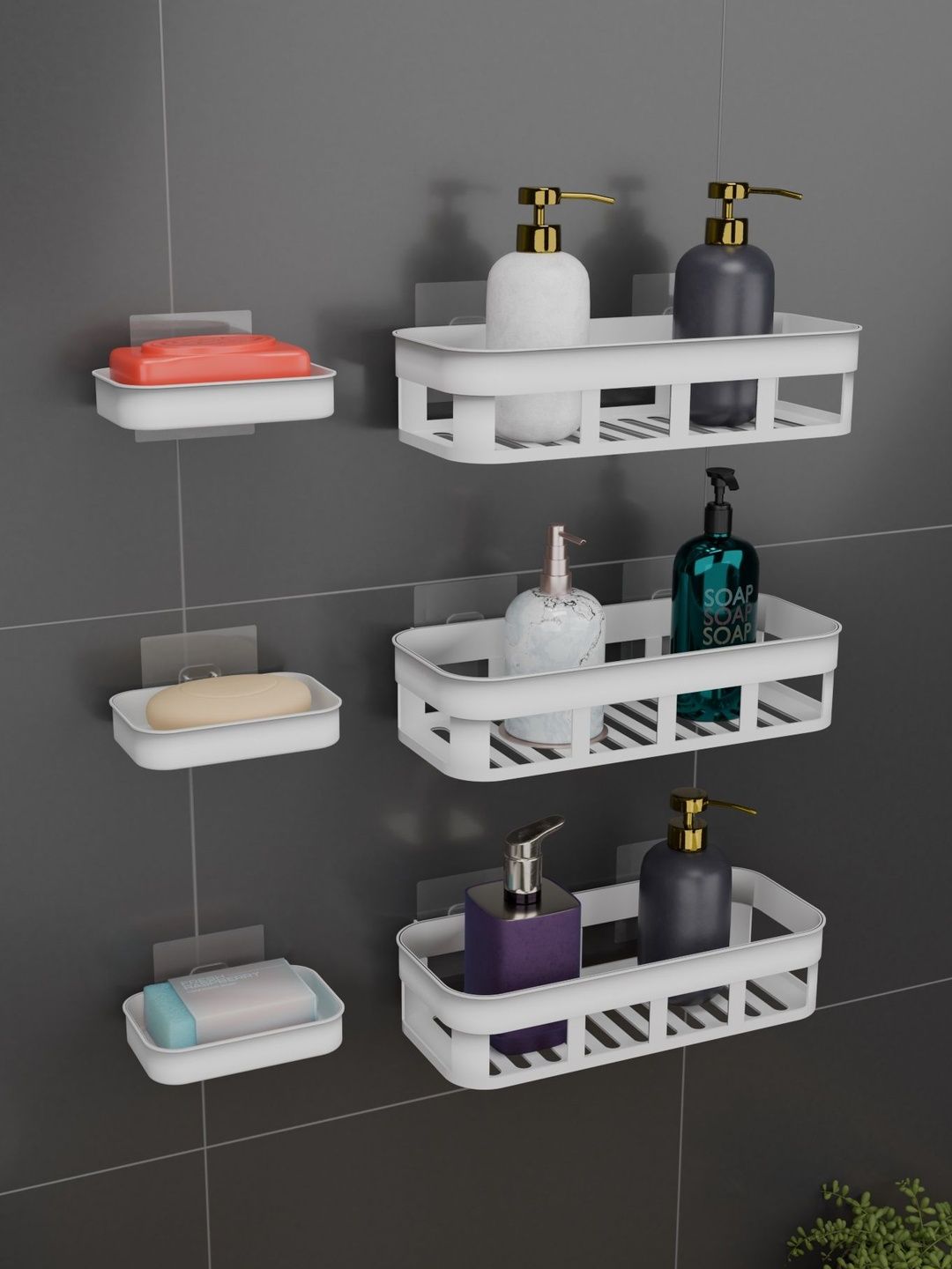 BESTZONE RETAIL MALL White 6 piece Solid Plastic Bathroom Caddy