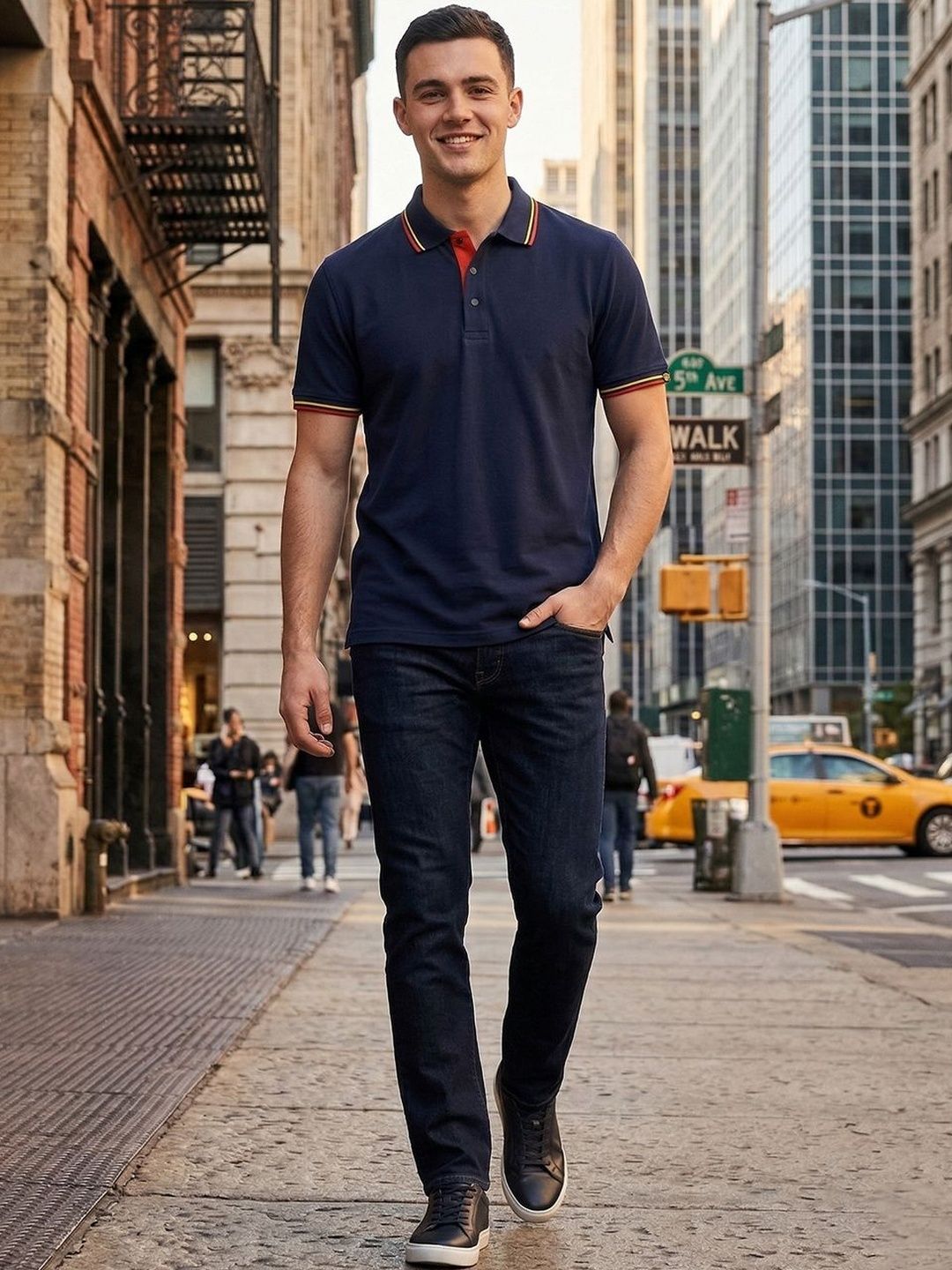 Greylongg Men Polo Collar Short Sleeves T-shirt