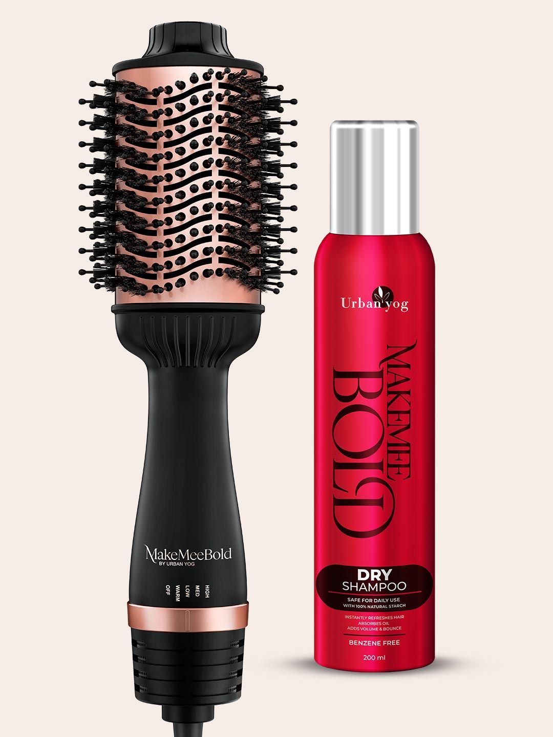 URBANYOG URBANYOG MakeMeeBold Dry Shampoo 200ml & Hot Air Brush 1.0 Combo