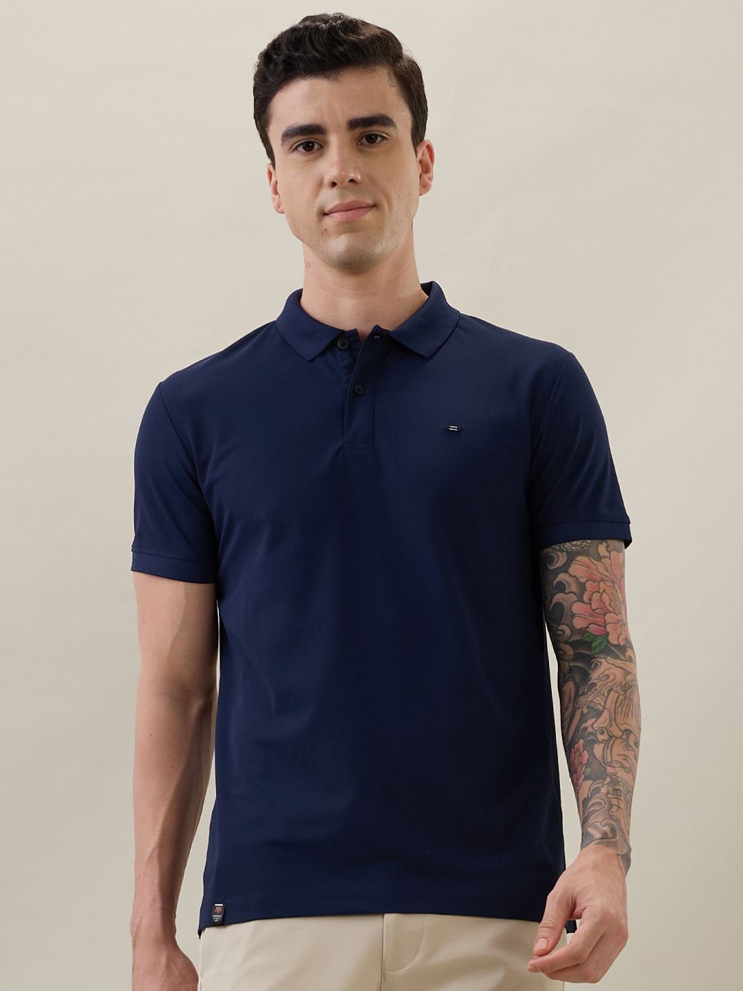 Nostrum Cherry Half Sleeve Navy Plain Polo T-shirt